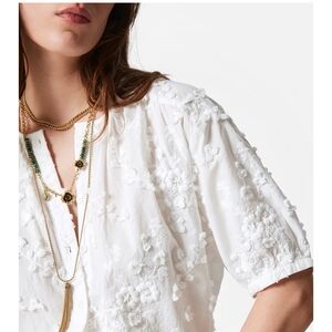 & Other Stories White Floral Embroidered Blouse